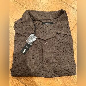 Fashion NovaMen Link Up Textured Lace Button Up Dressy Shirt Men’s Size 3XL